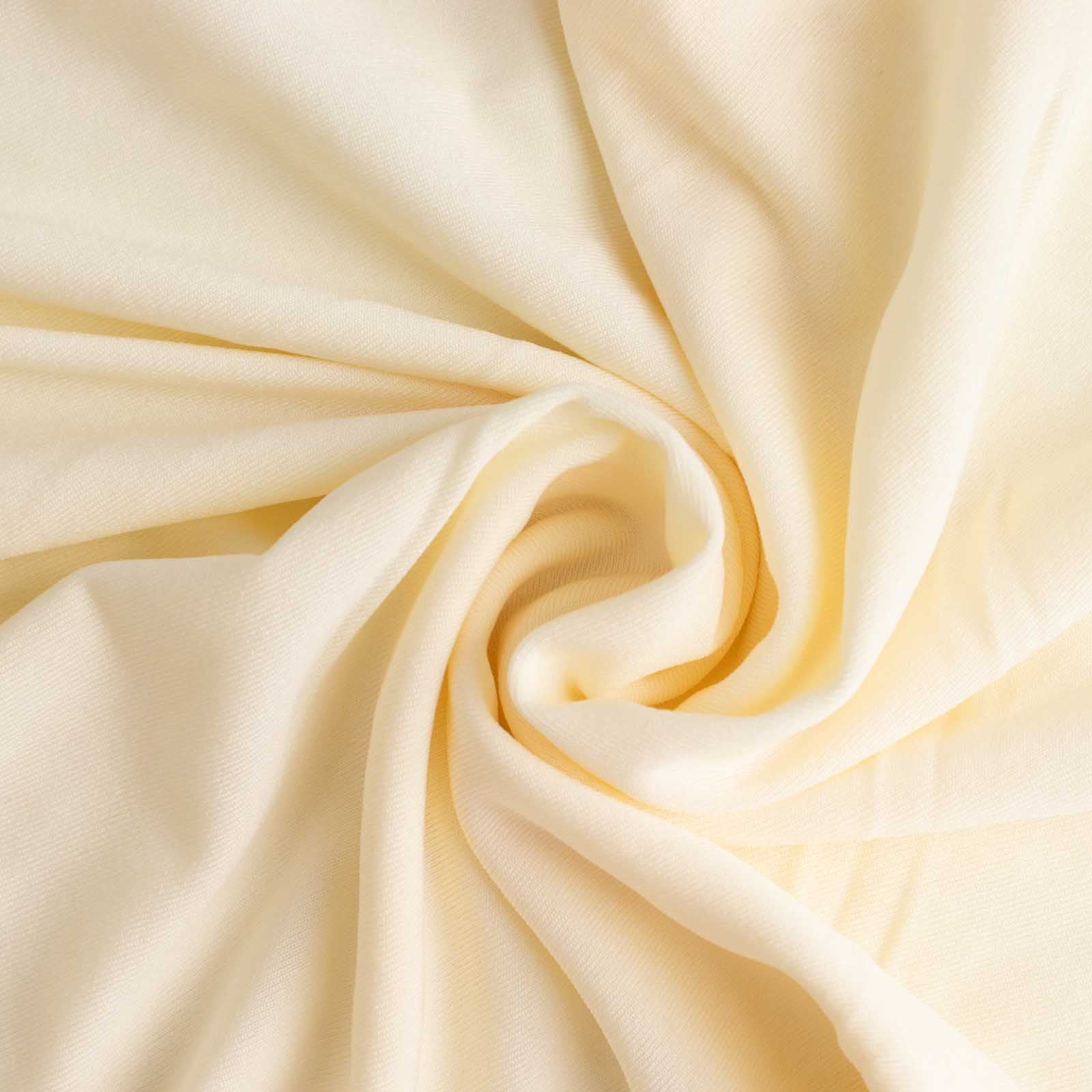 Spandex Chair Cover with Ruffle Pleated Skirt for Banquet Chairs Ivory - 1-Piece Stretch Fitted Slipcover