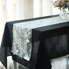 Taffeta Fabric 12"x108" Table Runner Ivory - 3D Leaf Petal Design