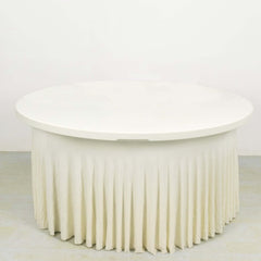 Spandex Round 6ft Table Skirt Ivory with Wavy Skirt-Like Effect Stylish Table Cover