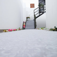 36"x100ft White Floral Lace Aisle Runner