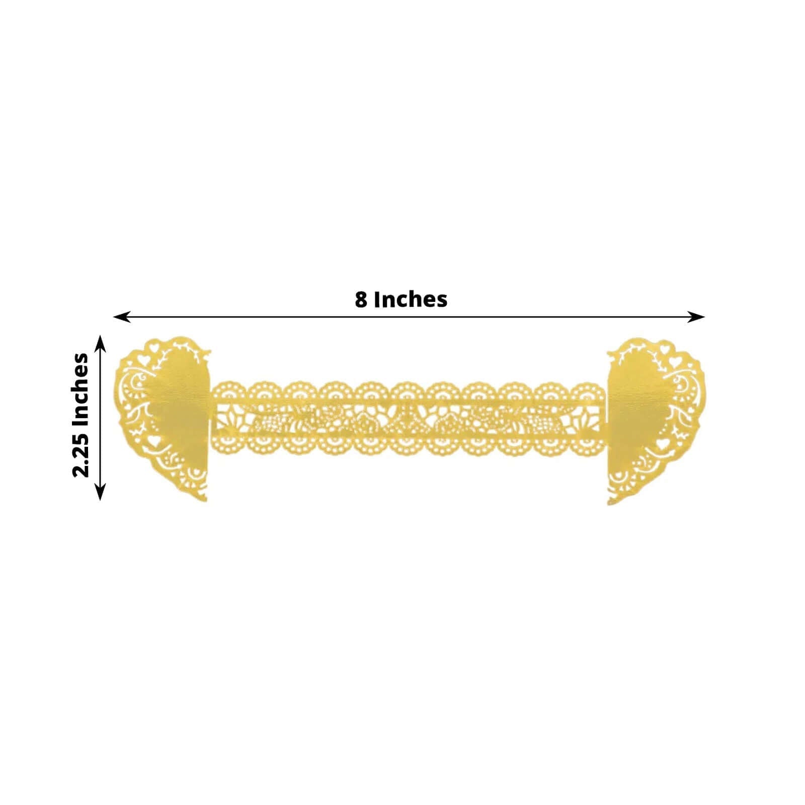 12 Pack Metallic Gold Foil Laser Cut Heart Paper Napkin Holders with Lace Pattern, Disposable Napkin Rings Bands