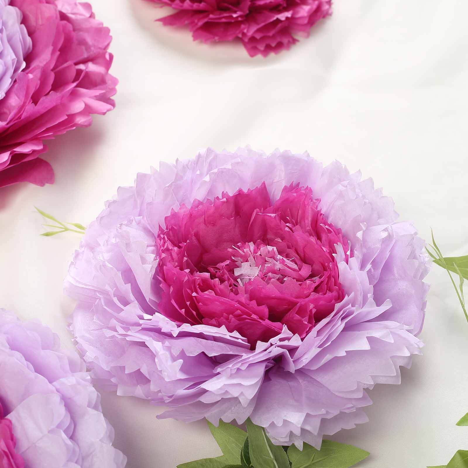 Set of 6 Lavender Carnation 3D Paper Flowers Wall Decor - 7",9",11"