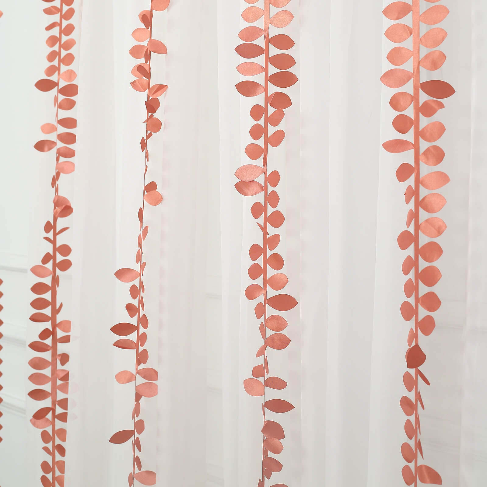 Taffeta Ribbon Sash with 4" Leaf Petal Design Terracotta (Rust) 50ft - Sophisticated Artificial Fabric Garland