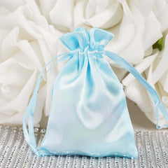 12 Pack 3" Light Blue Satin Drawstring Wedding Party Favor Gift Bags