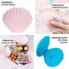 12-Pack Seashell Candy Container Gift Boxes Light Blue Beach Theme - Decorative Mini Favor Boxes for Jewelry 3.5"