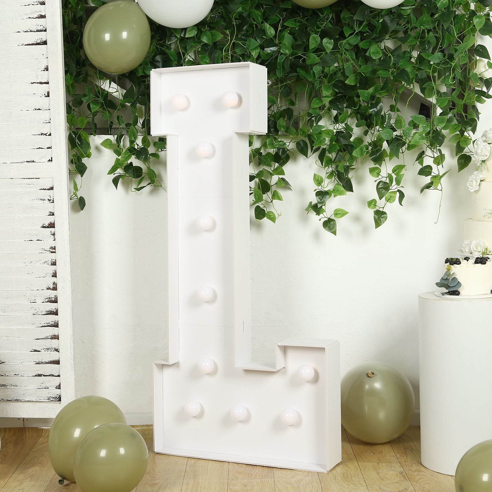 Giant LED Marquee Light Up Letter "L", White 4ft Pre-Cut Foam Board with 10 Warm White Battery Operated LEDs, Glue Gun and Sticks