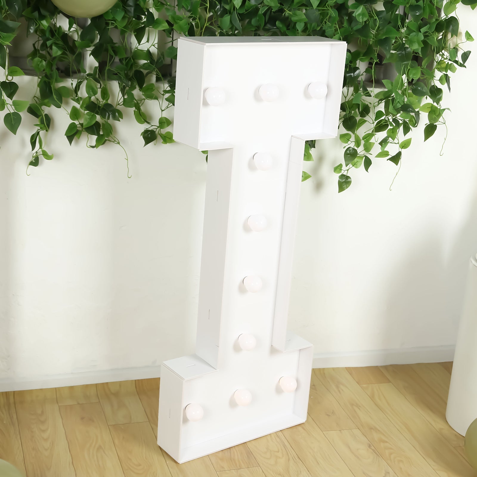 Giant LED Marquee Light Up Letter "I", White 4ft Pre-Cut Foam Board with 10 Warm White Battery Operated LEDs, Glue Gun and Sticks