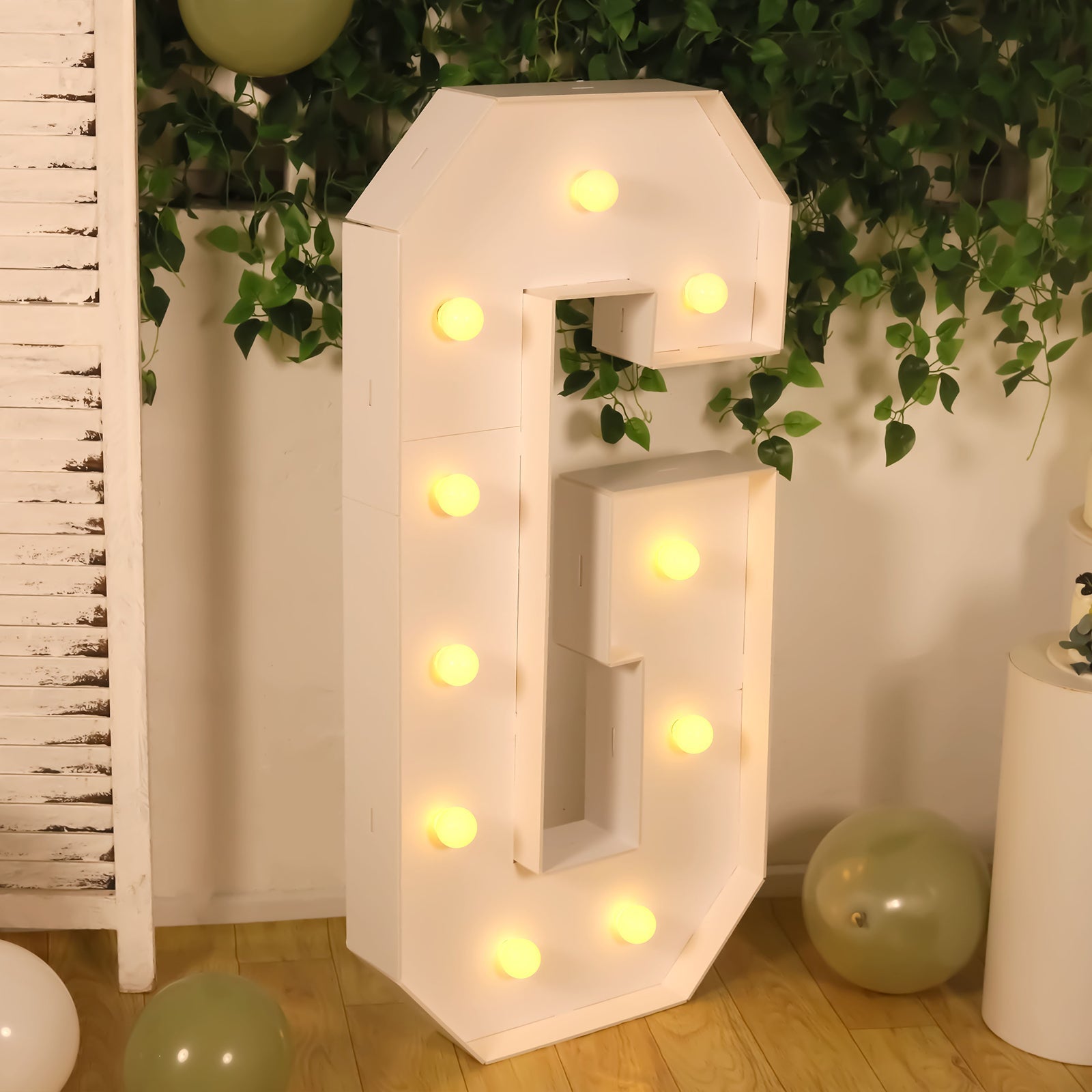 Giant LED Marquee Light Up Letter "G", White 4ft Pre-Cut Foam Board with 10 Warm White Battery Operated LEDs, Glue Gun and Sticks