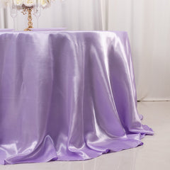 Satin 132" Round Tablecloth Lavender Lilac - Stylish Seamless Table Cover