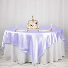Satin 90"x90" Table Overlay Square Tablecloth Lavender Lilac - Smooth Finish Table Topper