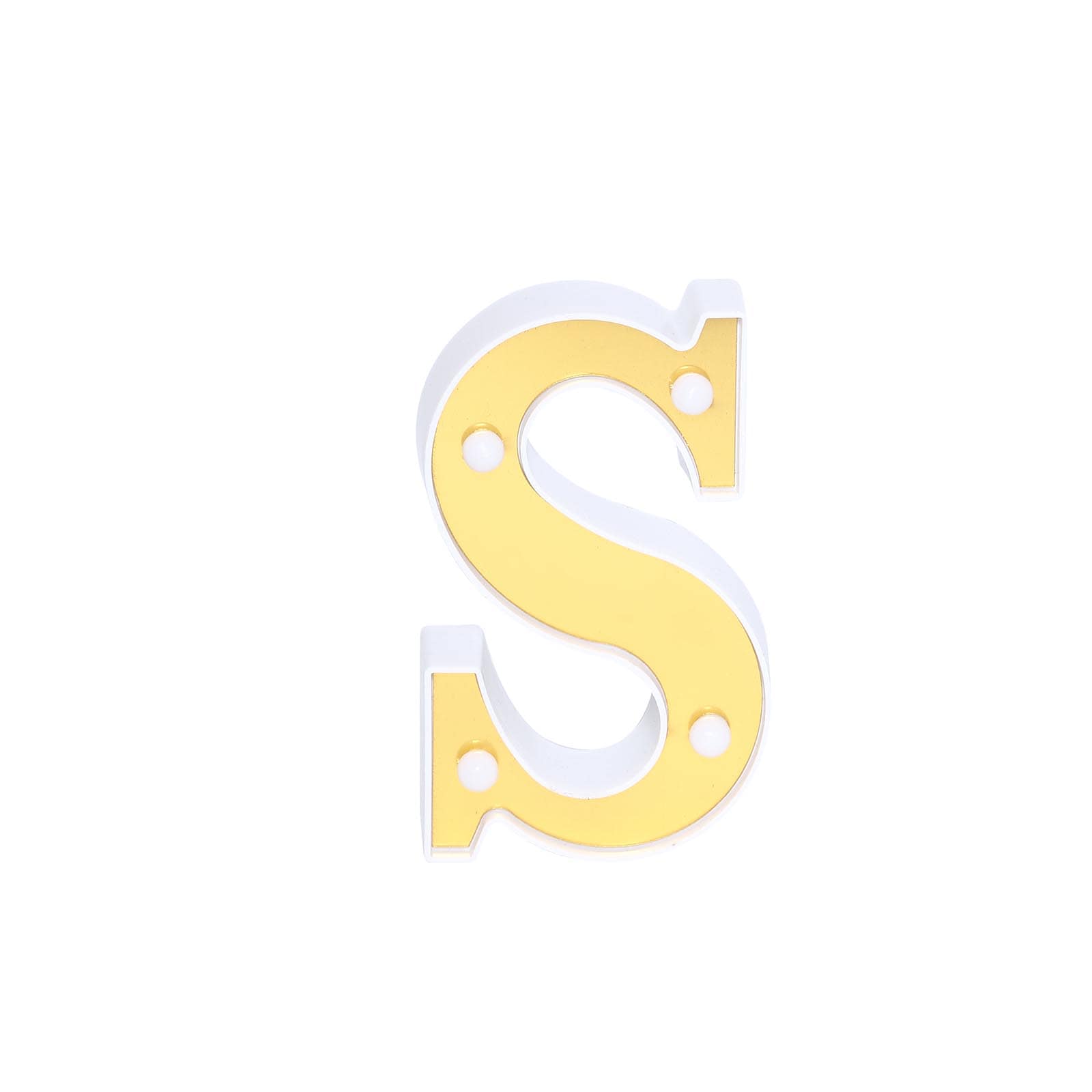 3D Marquee Letter "S" Warm White 4 LED Lights Gold - Chic Light-Up Decor for Events 6"