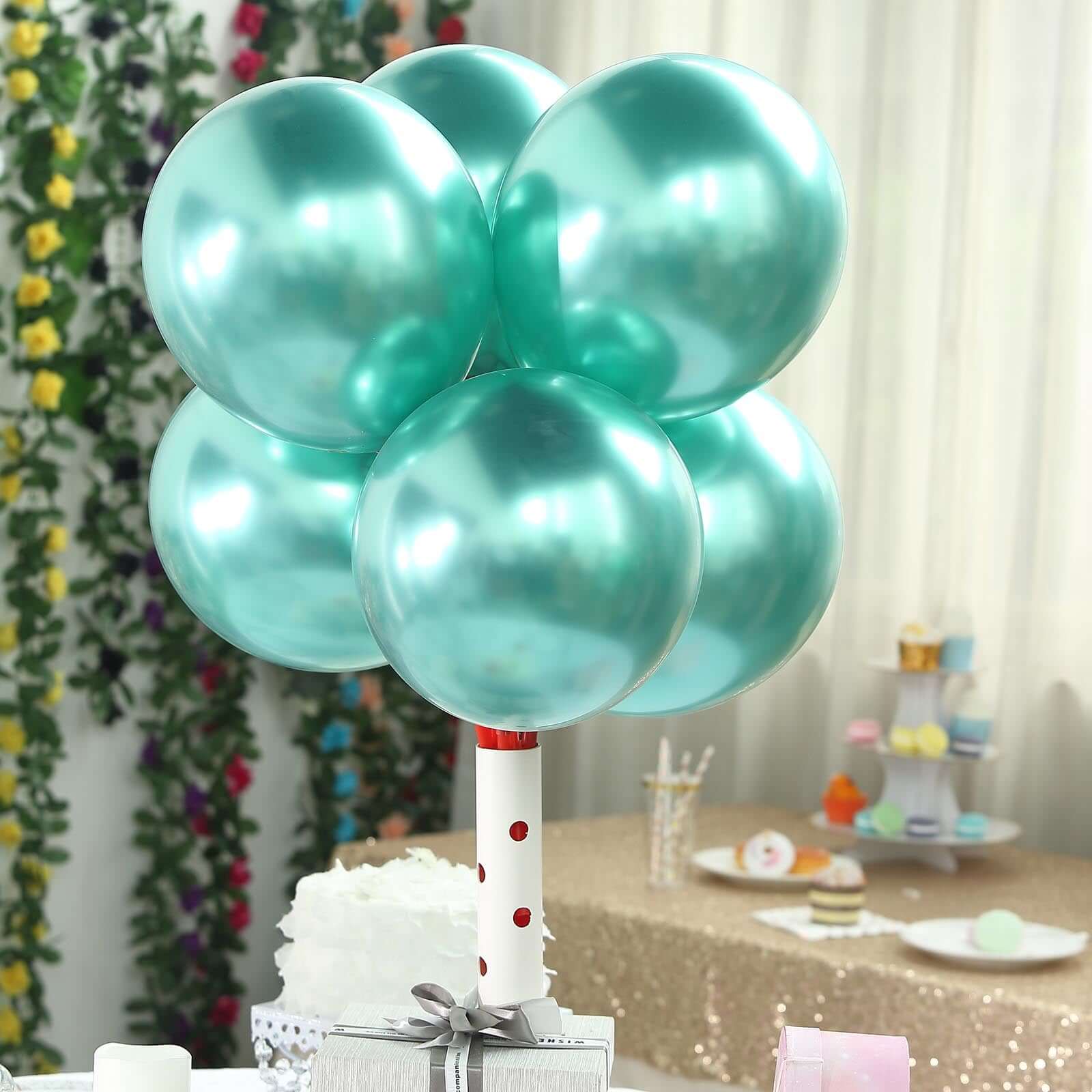 25 Pack 12" Metallic Chrome Green Latex Helium or Air Party Balloons