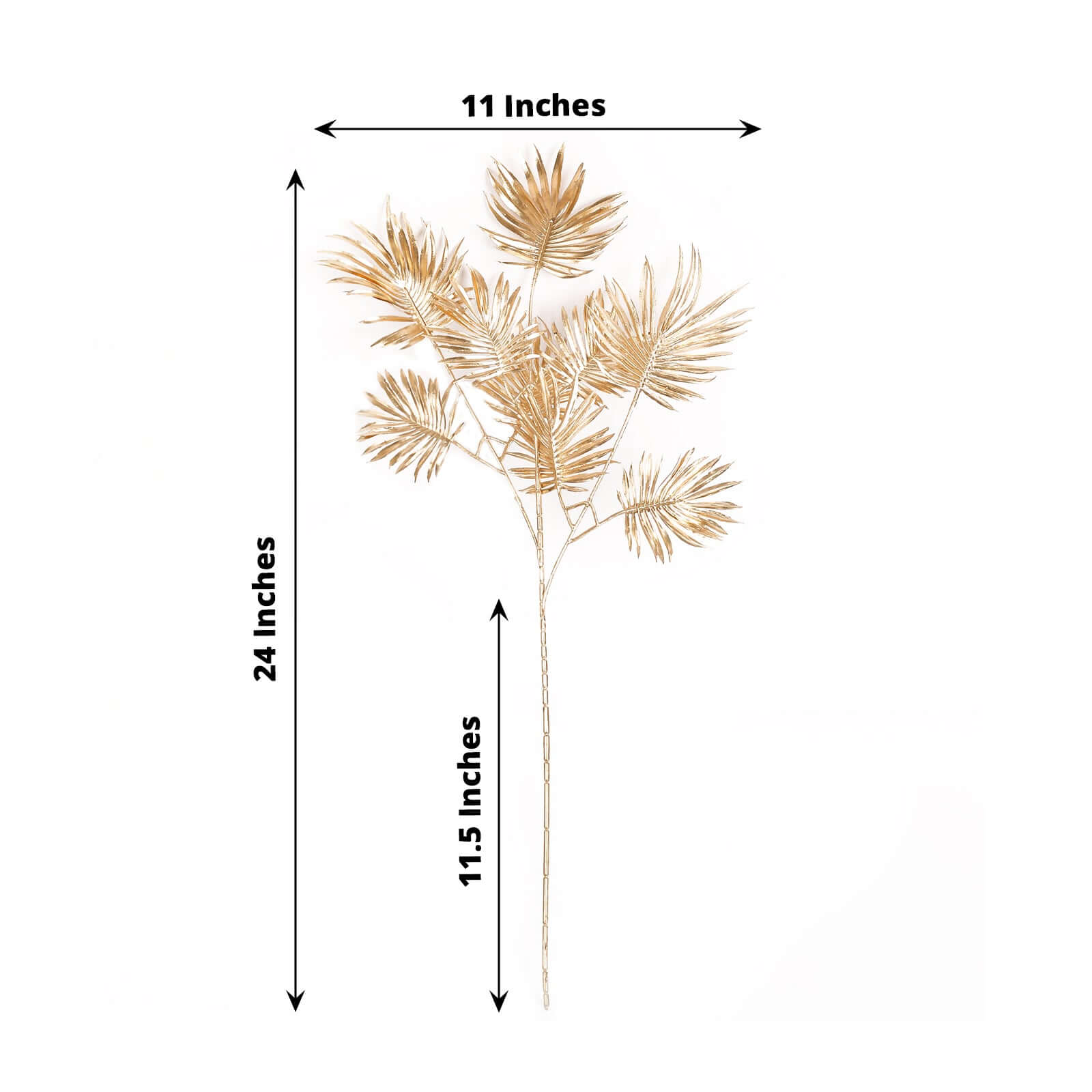 3-Pack Artificial Palm Leaf Branches Metallic Gold - Radiant Faux Plant Stems for Boho Tropical & Modern Design Concepts 24"