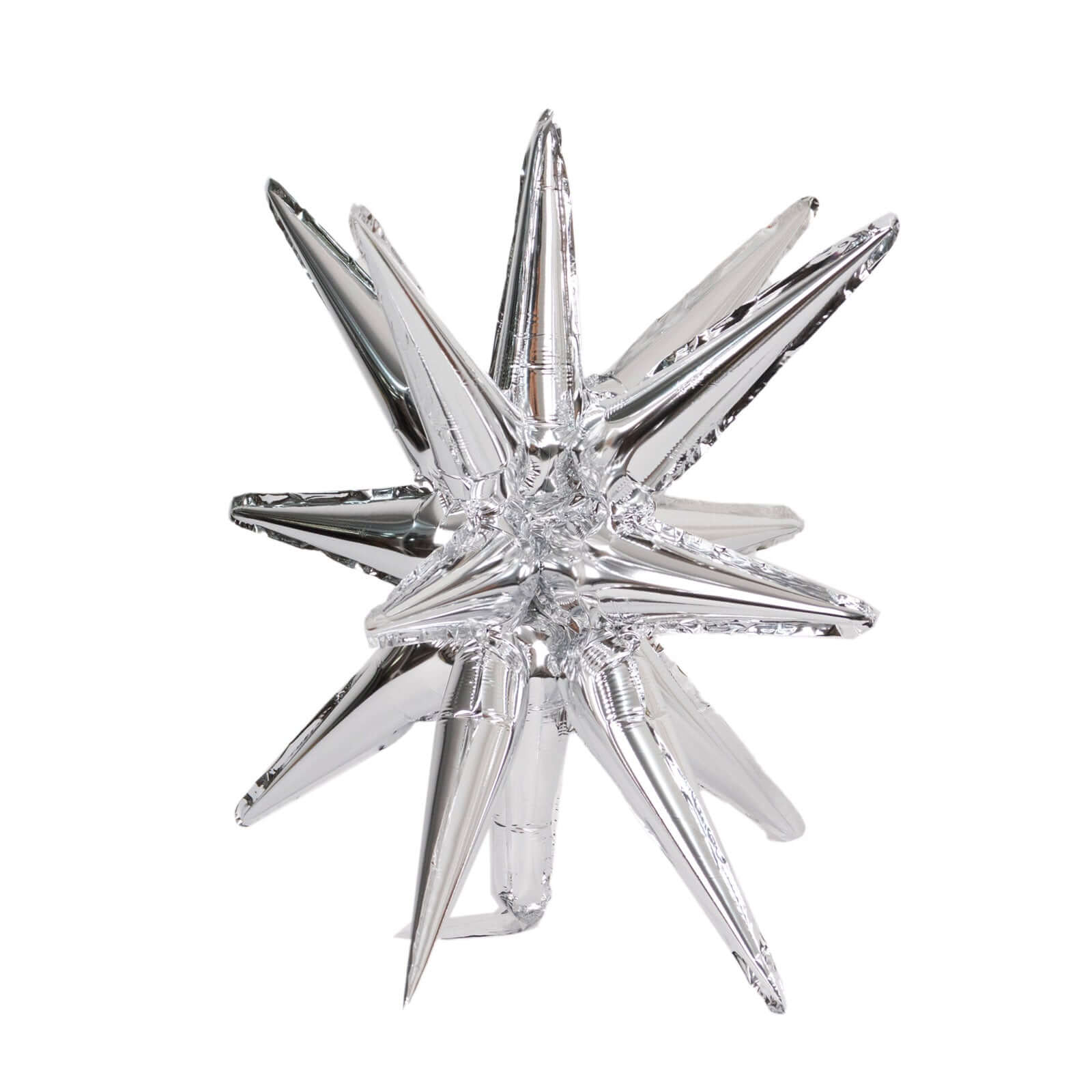 5 Pack Metallic Silver 14-Point Starburst Mylar Foil Balloons, 22" Fireworks Star Explosion Party Balloons