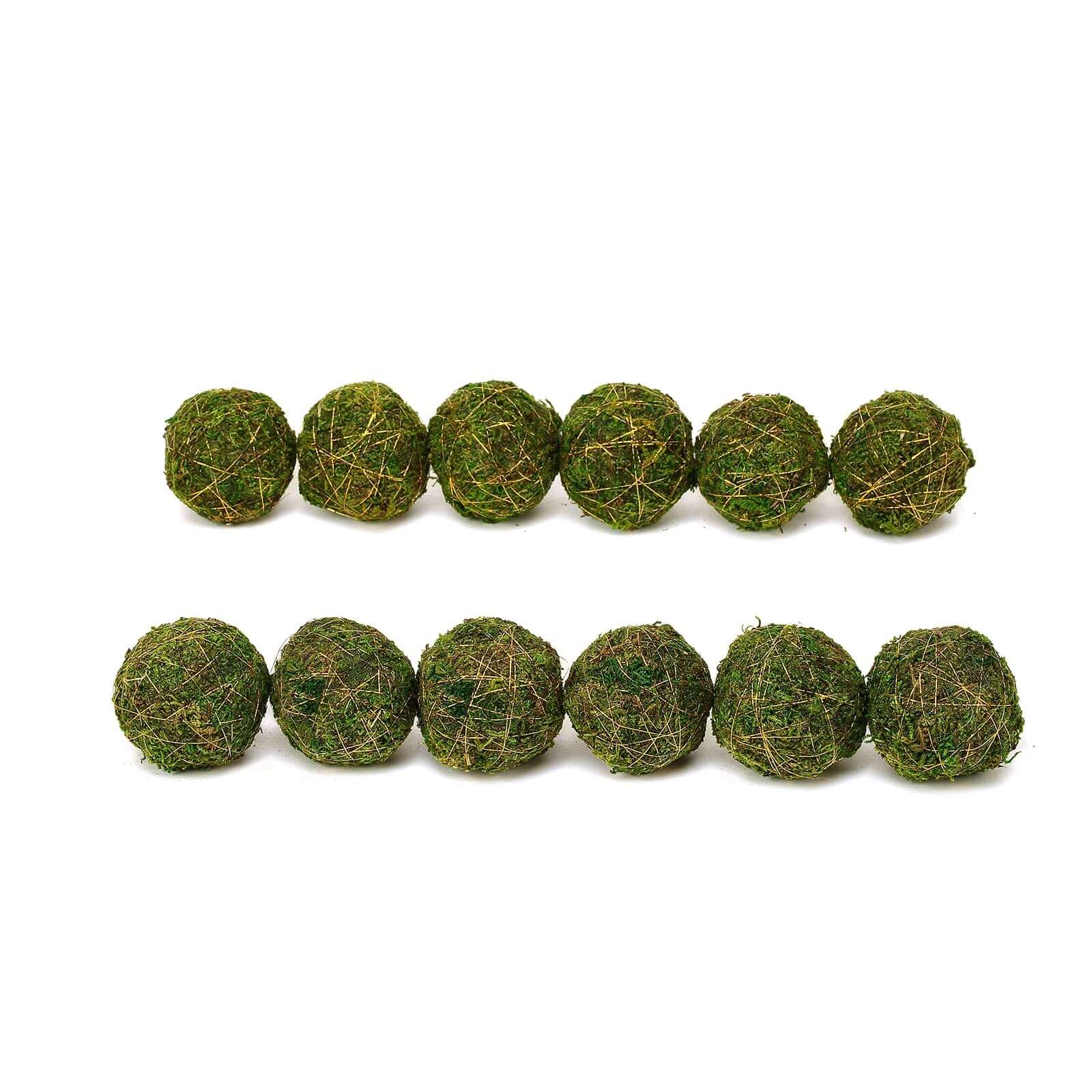 12-Pack Moss Ball Vase Fillers Handmade with Golden Twine Natural Preserved - DIY Decorative Craft Projects 2"