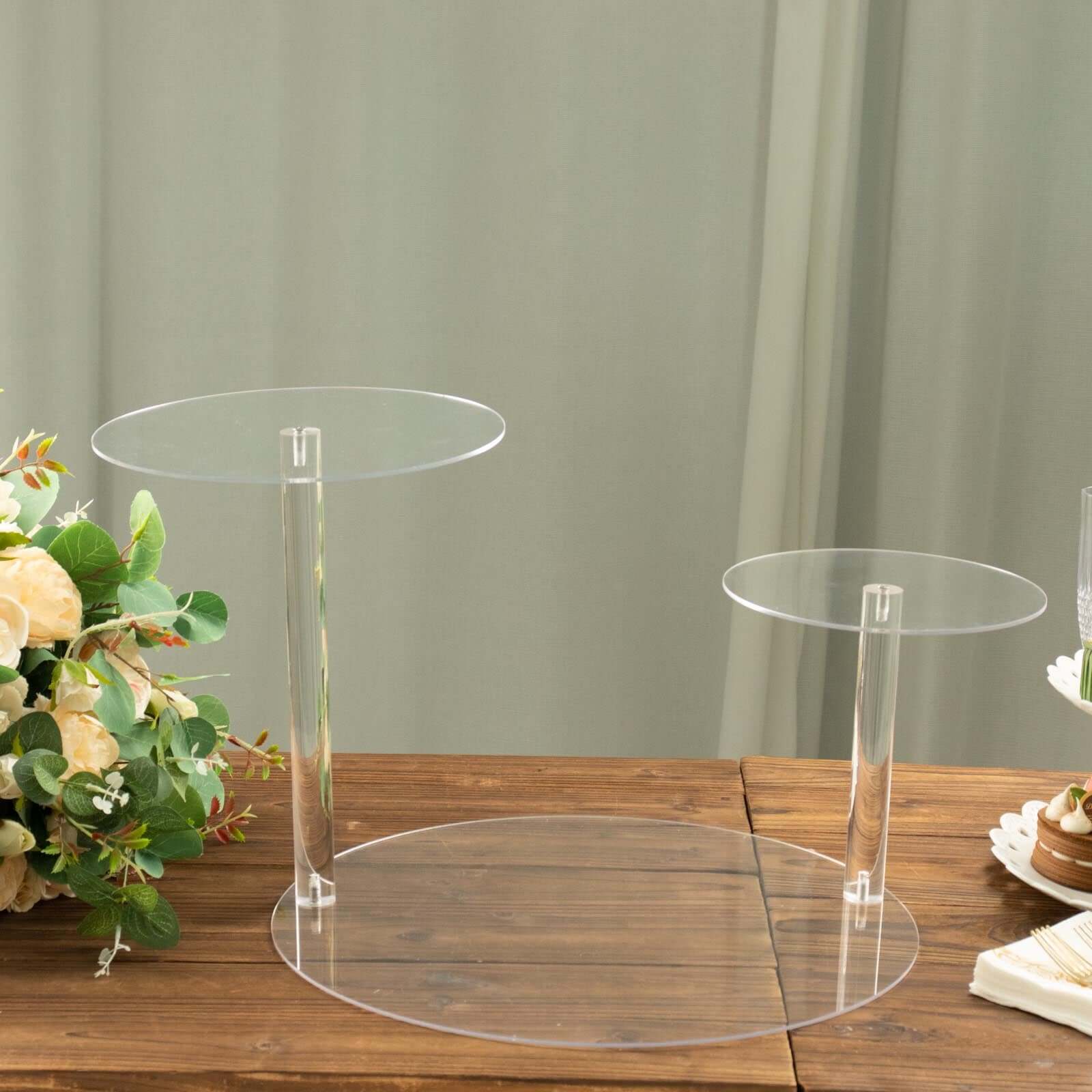 3-Tier Plastic Round Pedestal Cake Stand 23" Clear - Sleek Multi Layer Cupcake Display Riser for Dessert Buffets Tea Parties & Festive Gatherings