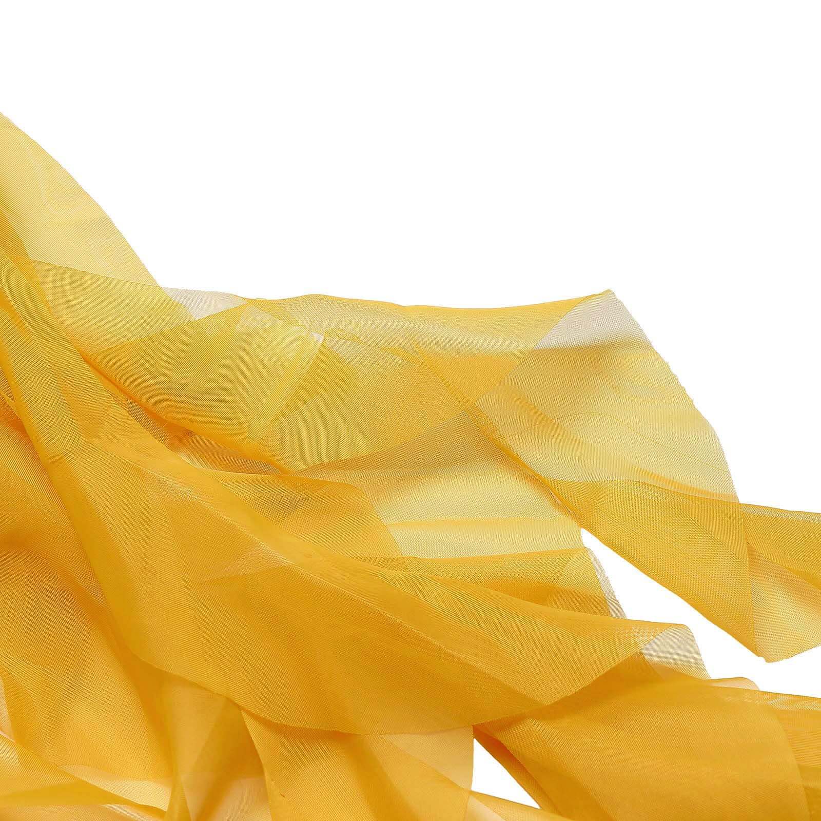 Chiffon Chair Sash with Curly Design Mustard Yellow - Stylish Chair Decorations