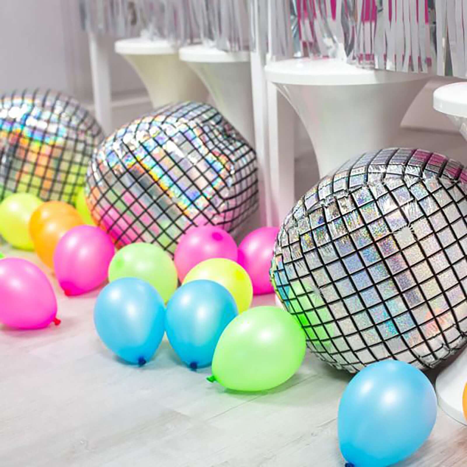 15" Mirrored Silver Disco Ball Mylar Reusable Foil Helium Air Balloon