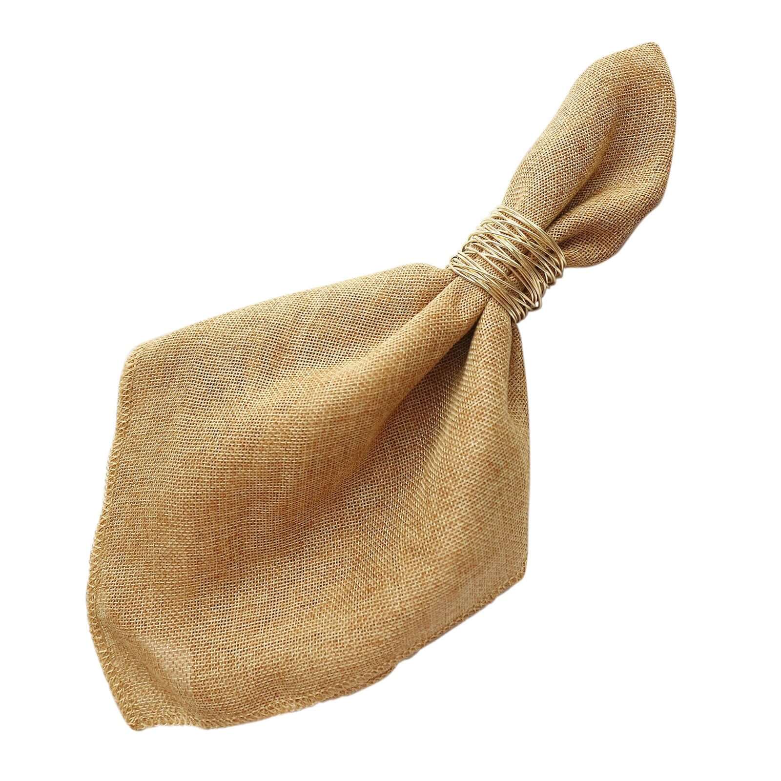 5 Pack Faux Jute 19"x19" Napkins Gold - Authentic Burlap Look Cloth Napkins for Rustic Boho Weddings & Parties