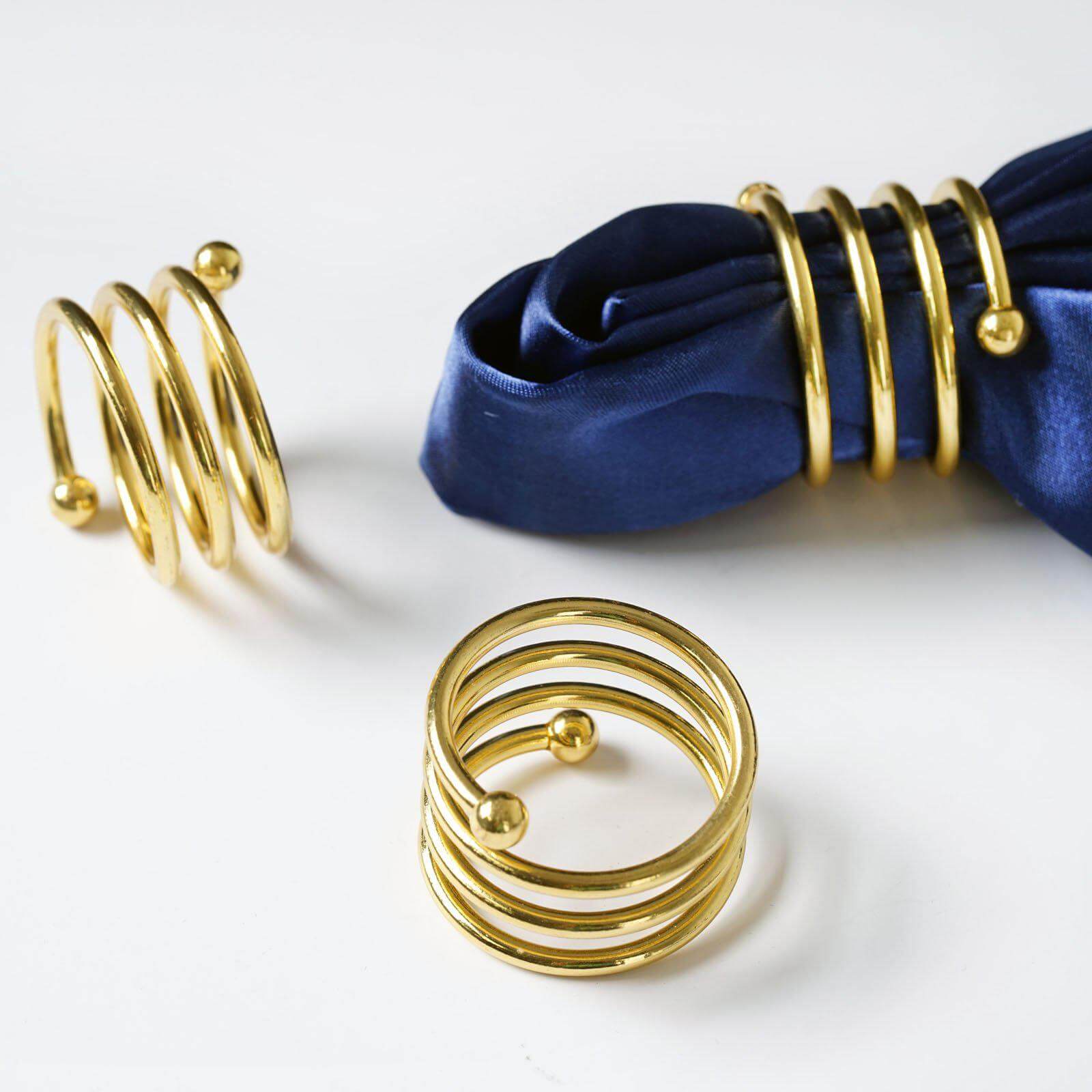 4 Pack Gold Plated Spiral Aluminum Napkin Rings