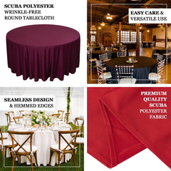 Polyester 132" Round Tablecloth Navy Blue - Seamless Chic Table Cover