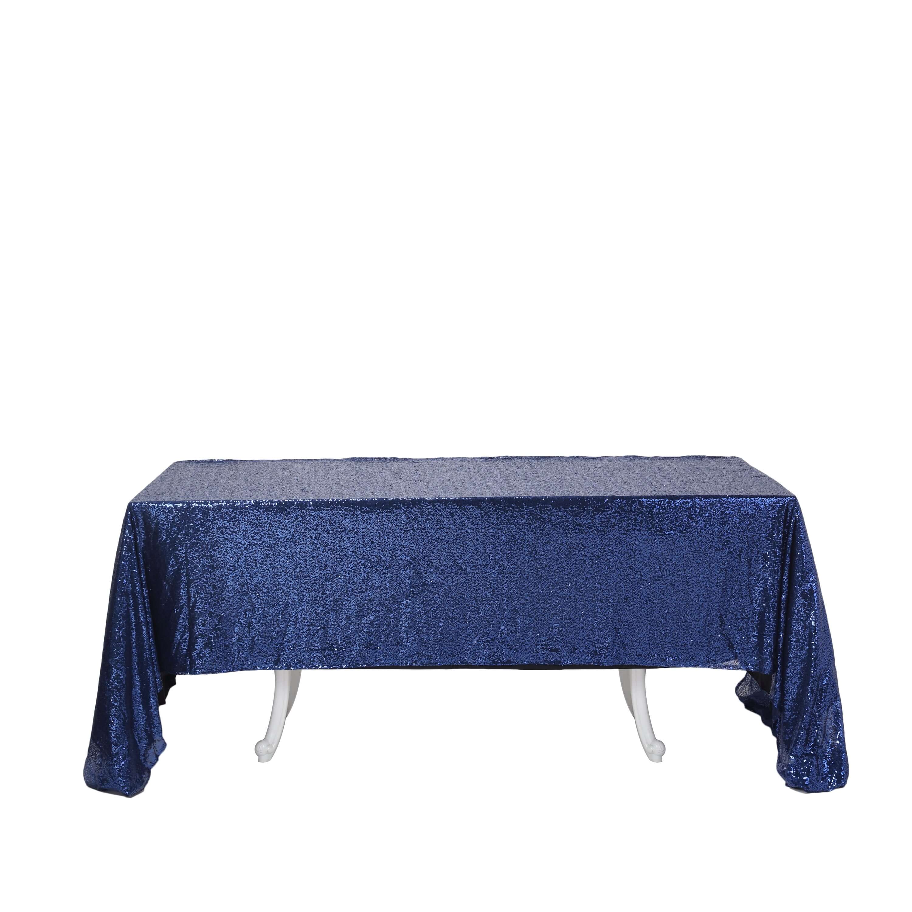 54"x54" Navy Blue Sequin Square Tablecloth
