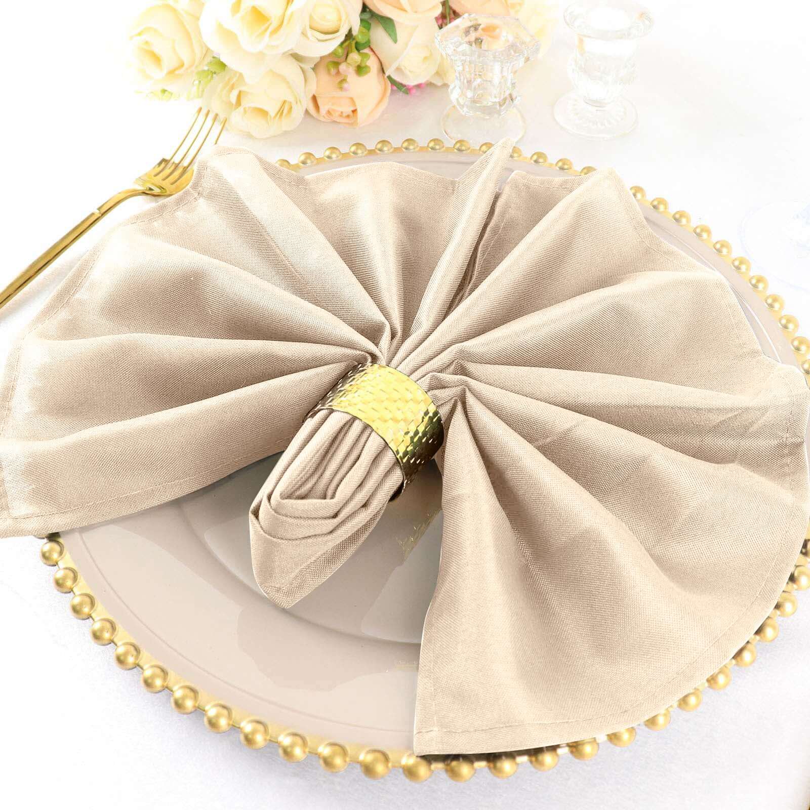 5 Pack Polyester 20"x20" Napkins Nude - Wrinkle Resistant & Easy Care Cloth Napkins