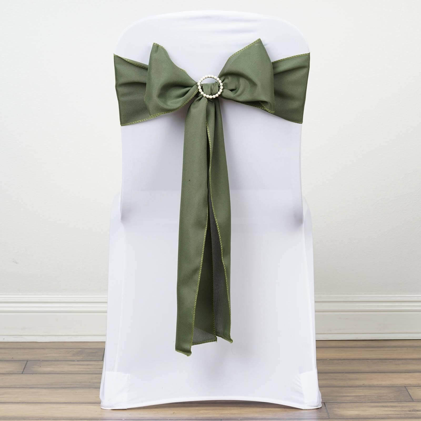 5 Pack Polyester Chair Sashes Olive Green 6"x108"