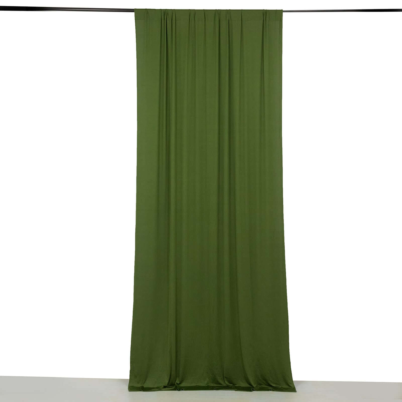 Olive Green 4-Way Stretch Spandex Event Curtain Drapes, Wrinkle Free Backdrop Event Panel with Rod Pockets - 5ftx10ft