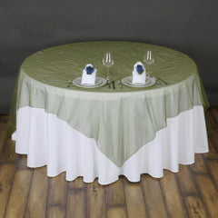 Organza 72"x72" Table Overlay Square Tablecloth Olive Green - Sheer Design for Stylish Events
