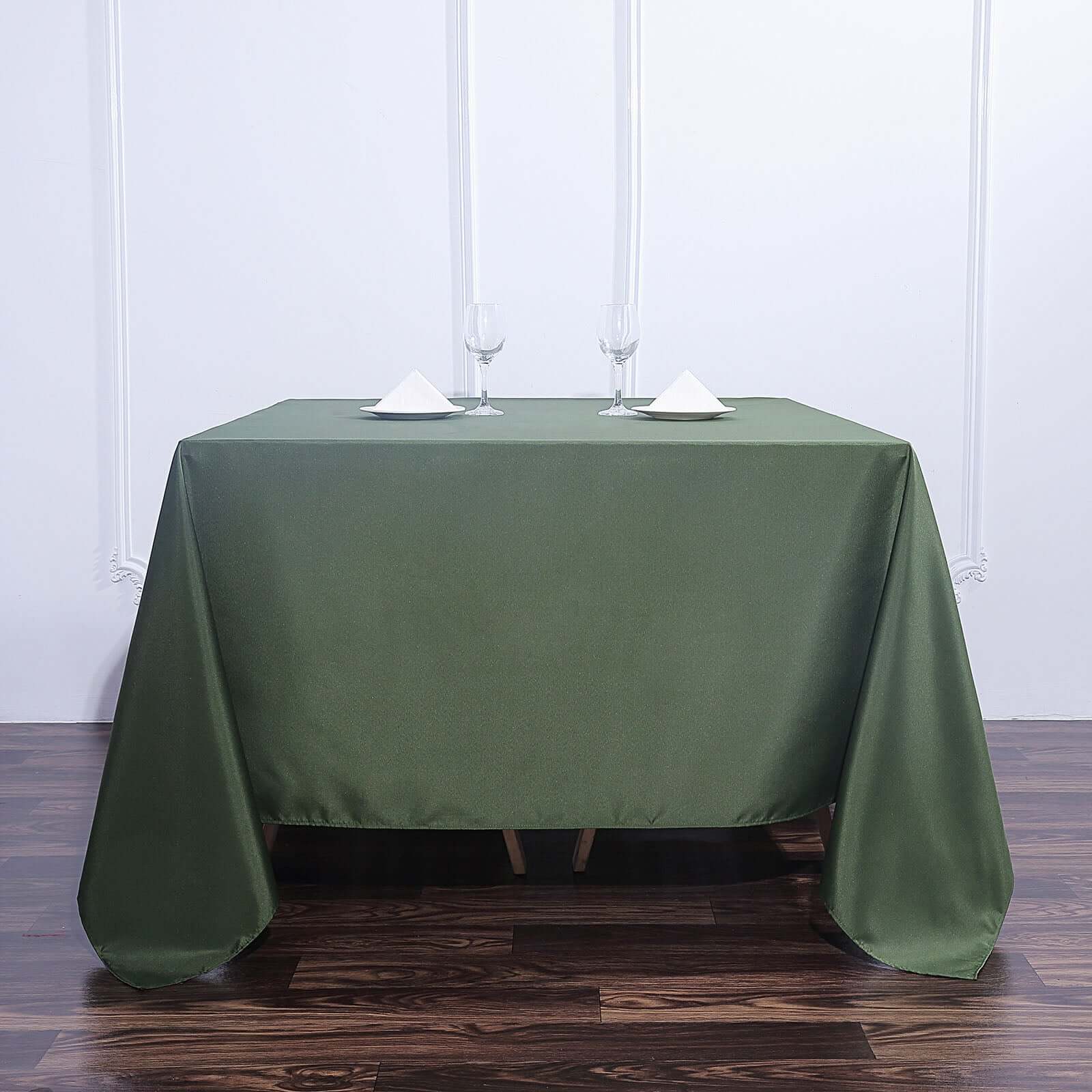 Polyester Square 90"x90" Tablecloth Olive Green - Wrinkle-Resistant & Durable Table Cover