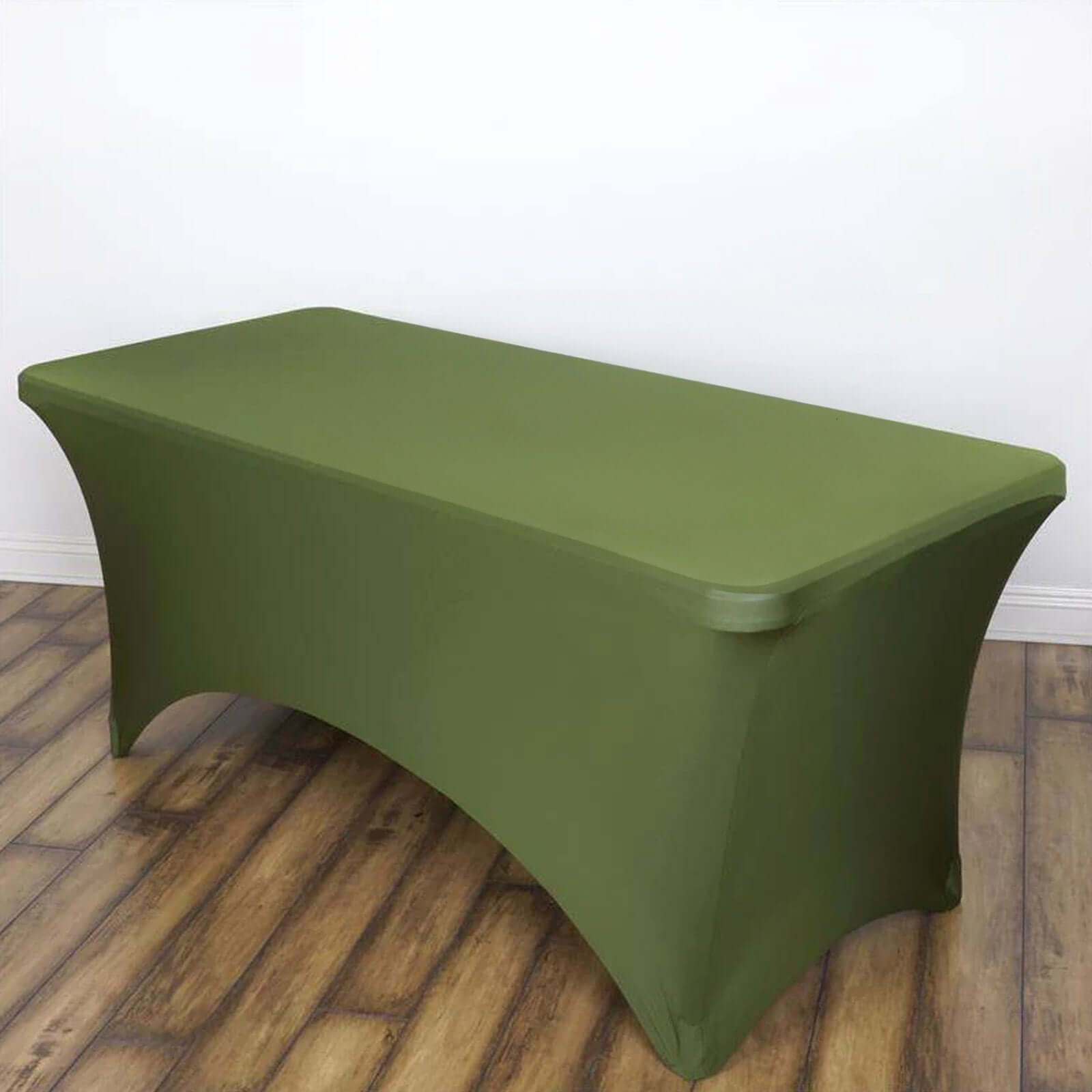 Stretch Spandex 6ft Rectangle Tablecloth Olive Green - Durable Form-Fitting Table Cover for Events & Presentations