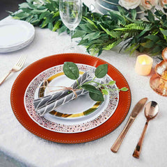 6-Pack Acrylic Round Charger Plates 13" in Orange with Beaded Rim, Dinner Charger Event Tabletop Decor