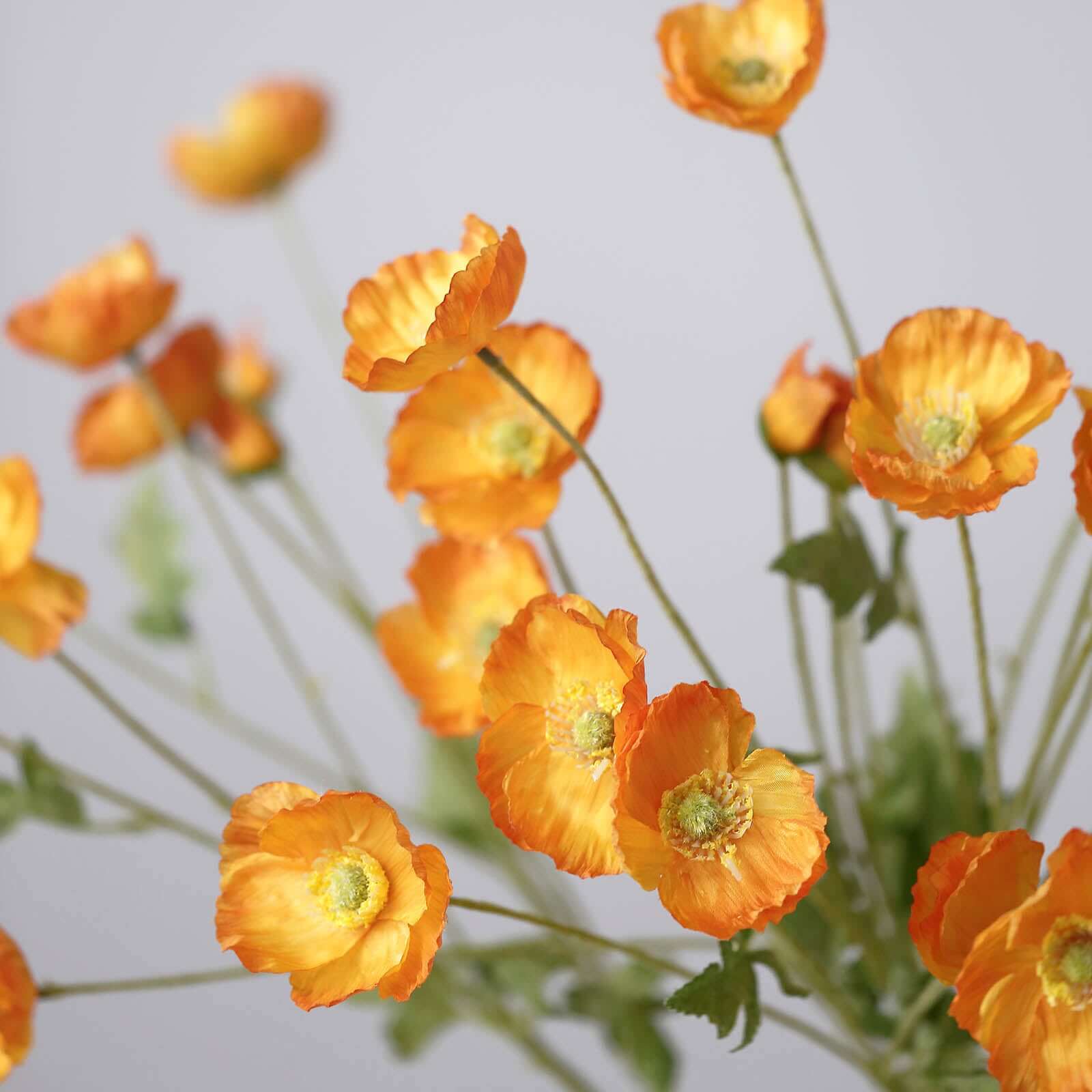 2 Stems 33" Orange Artificial Silk Poppy Flower Bouquet Bushes