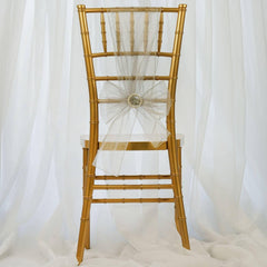 5 Pack 6"x108" Silver Sheer Organza Chair Sashes