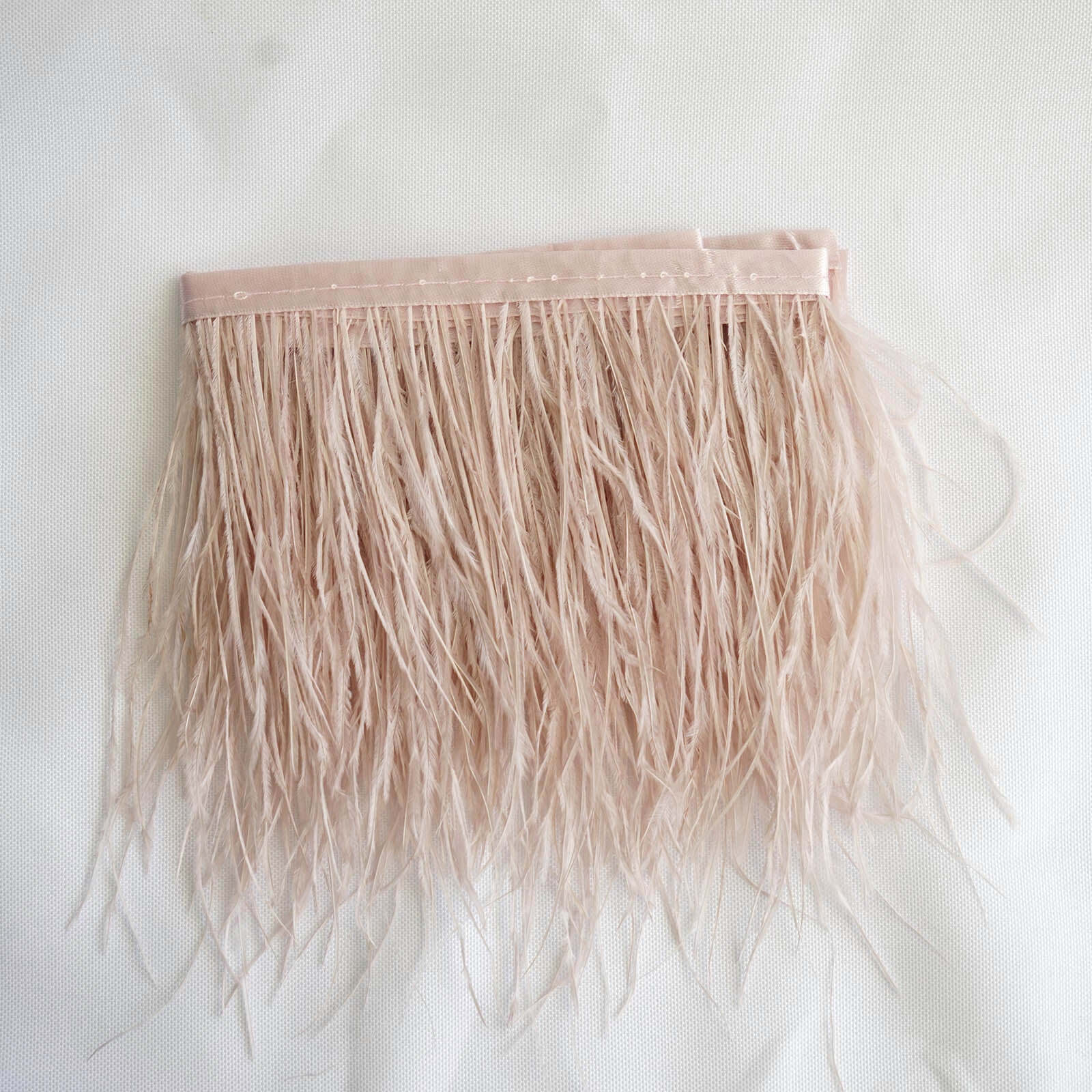 39" Dusty Rose Real Ostrich Feather Fringe Trim With Satin Ribbon Tape