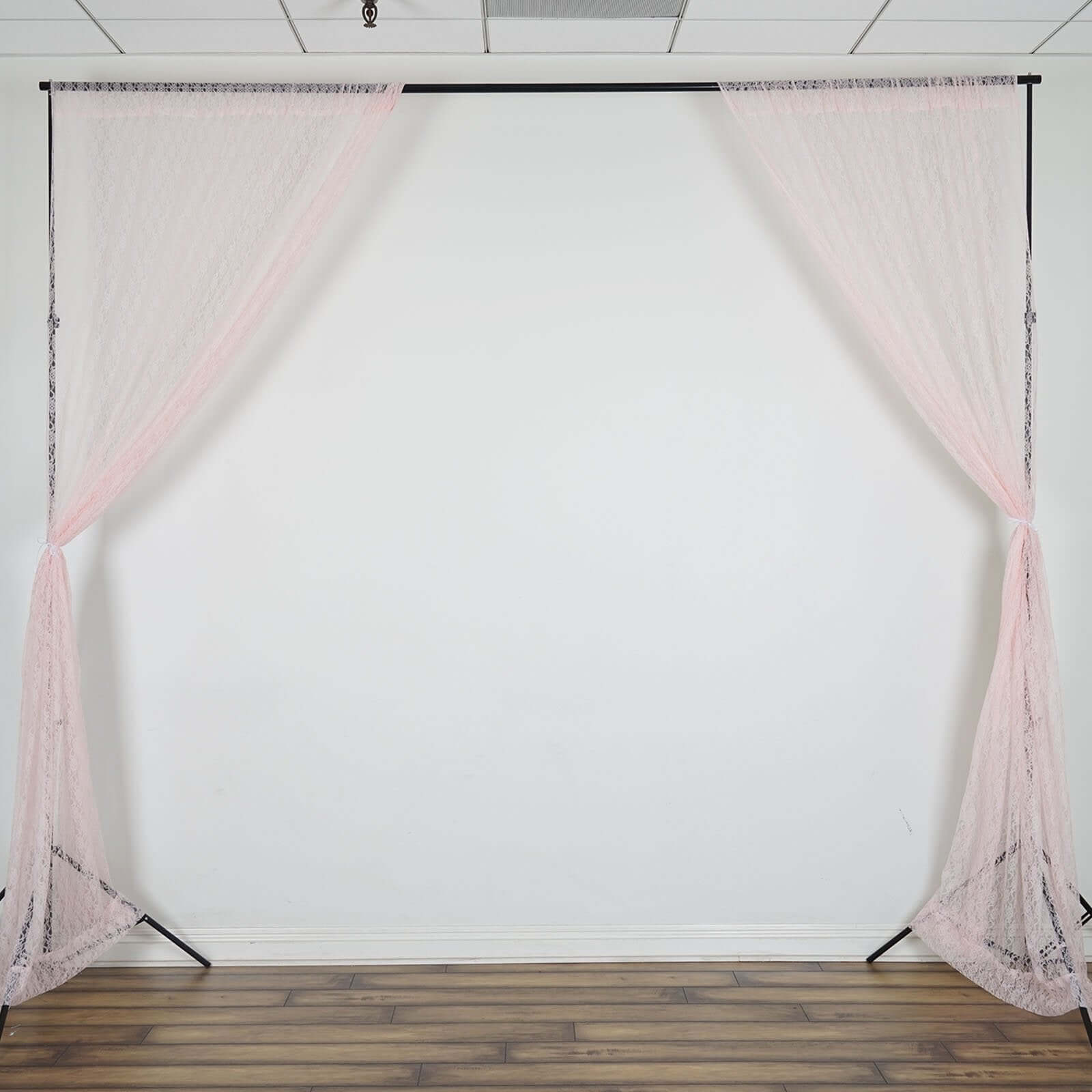 2 Pack Blush Fire Retardant Event Curtain Drapes in Sheer Floral Lace, 5ftx10ft Divider Backdrop Event Panels with Rod Pockets