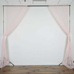 2 Pack Blush Fire Retardant Event Curtain Drapes in Sheer Floral Lace, 5ftx10ft Divider Backdrop Event Panels with Rod Pockets
