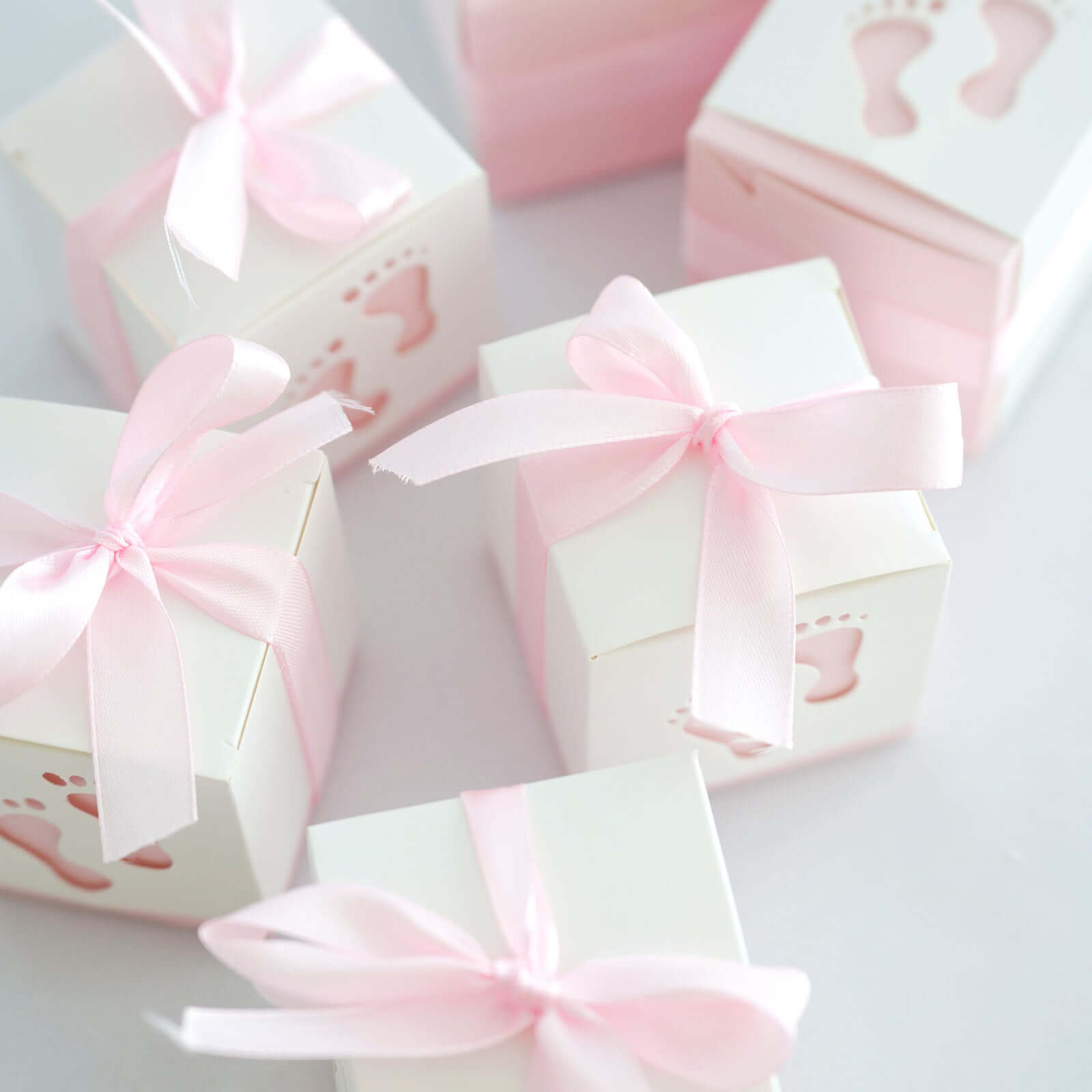 25 Pack 2" Pink Footprint Baby Shower Party Favor Candy Gift Boxes