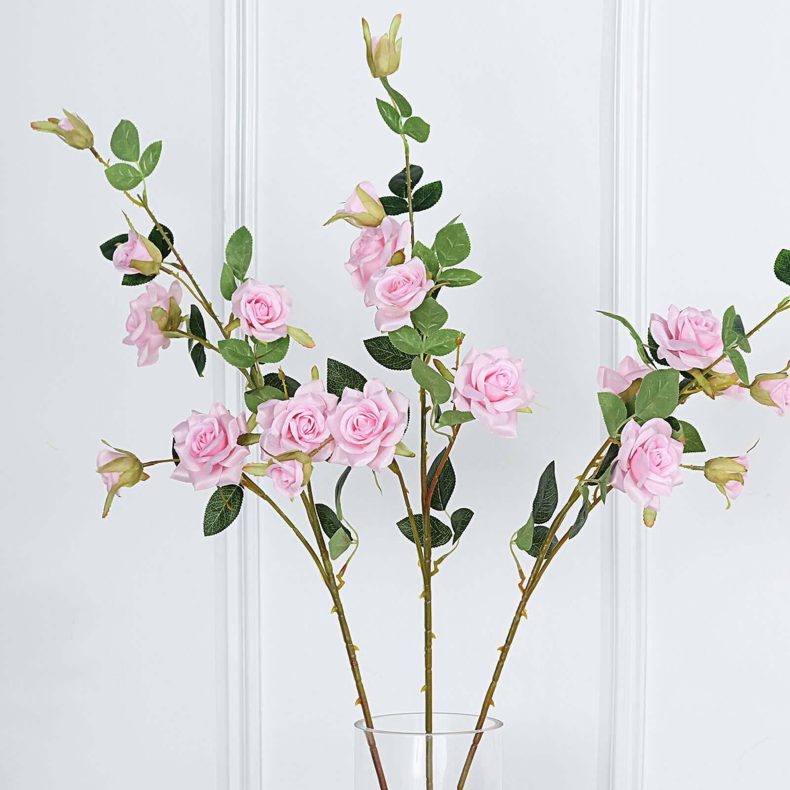 2 Stems 38" Tall Pink Artificial Silk Rose Flower Bouquet Bushes