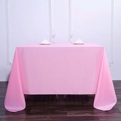 Polyester Square 90"x90" Tablecloth Pink - Wrinkle-Resistant & Durable Table Cover