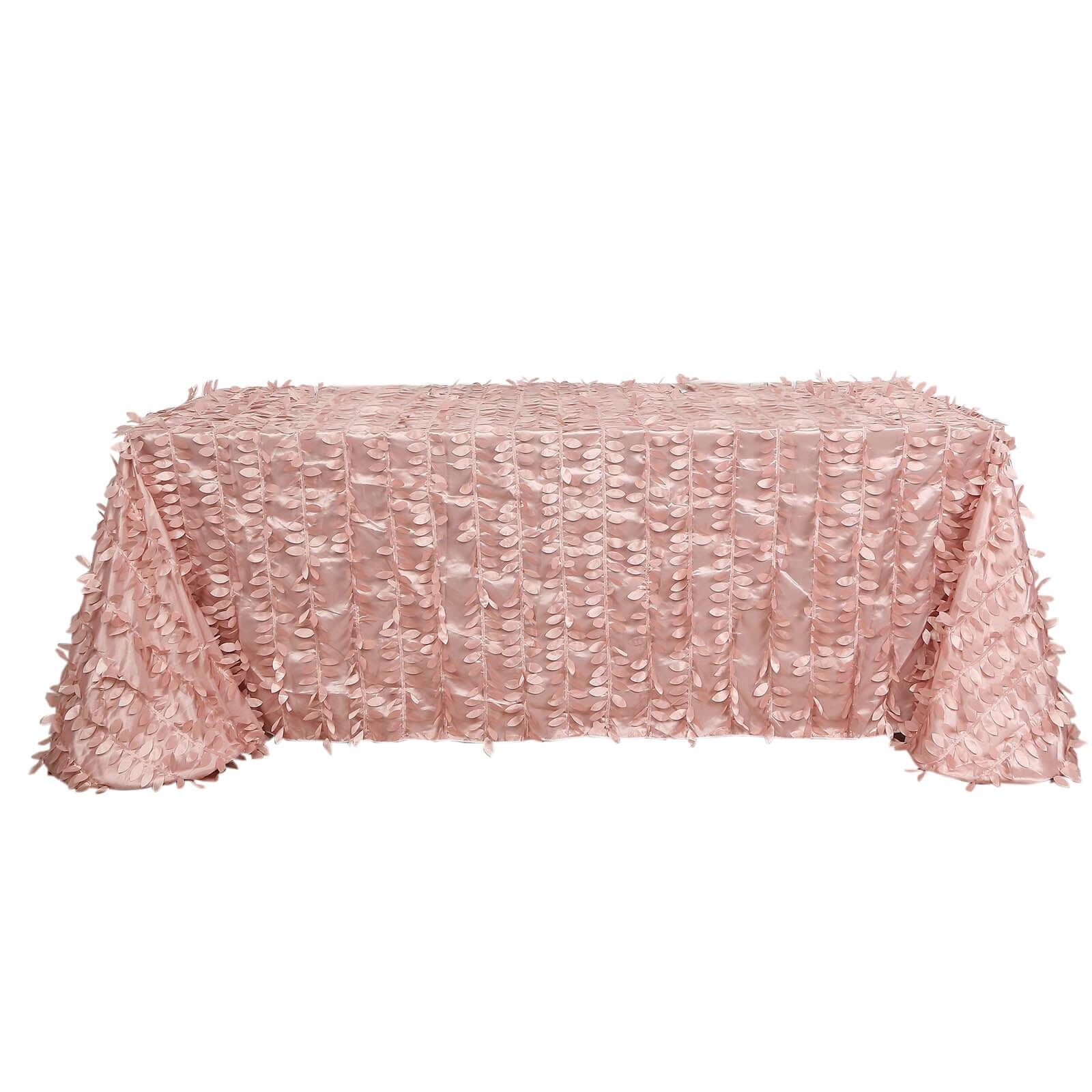 Taffeta 90"x156" Rectangle Tablecloth Dusty Rose | 3D Leaf Petal Design Seamless Table Cover