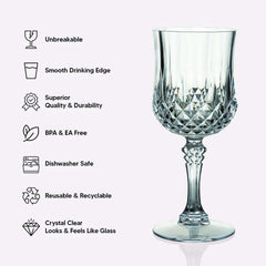 6-Pack Plastic Cocktail Goblets Dusty Rose Transparent Crystal Cut - Shatterproof Drinkware 8oz