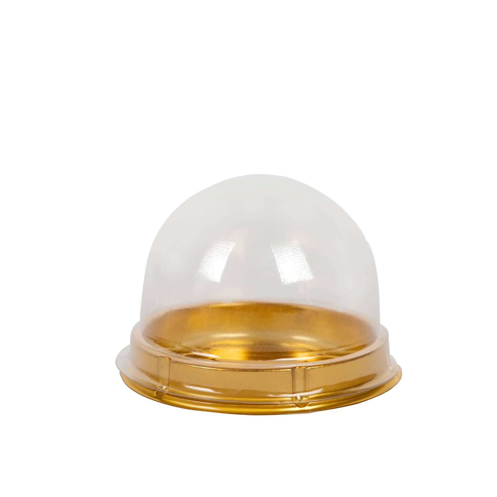 50-Pack Favor Containers Round Dome Design Gold and Clear - Plastic Party Boxes for Cupcakes and Sweets 3"