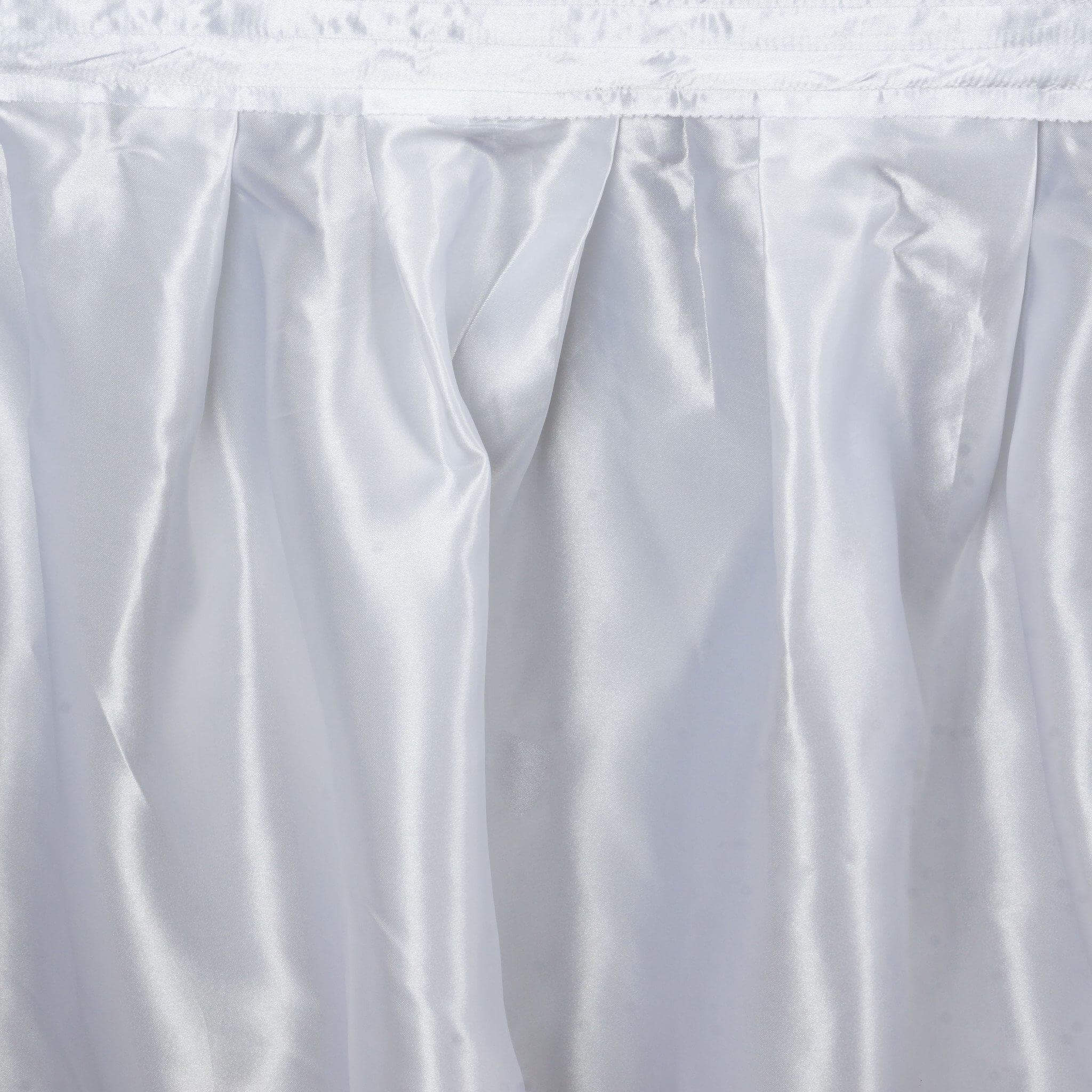 Satin 17ft Table Skirt White - Exquisite Pleated Wedding Table Decor