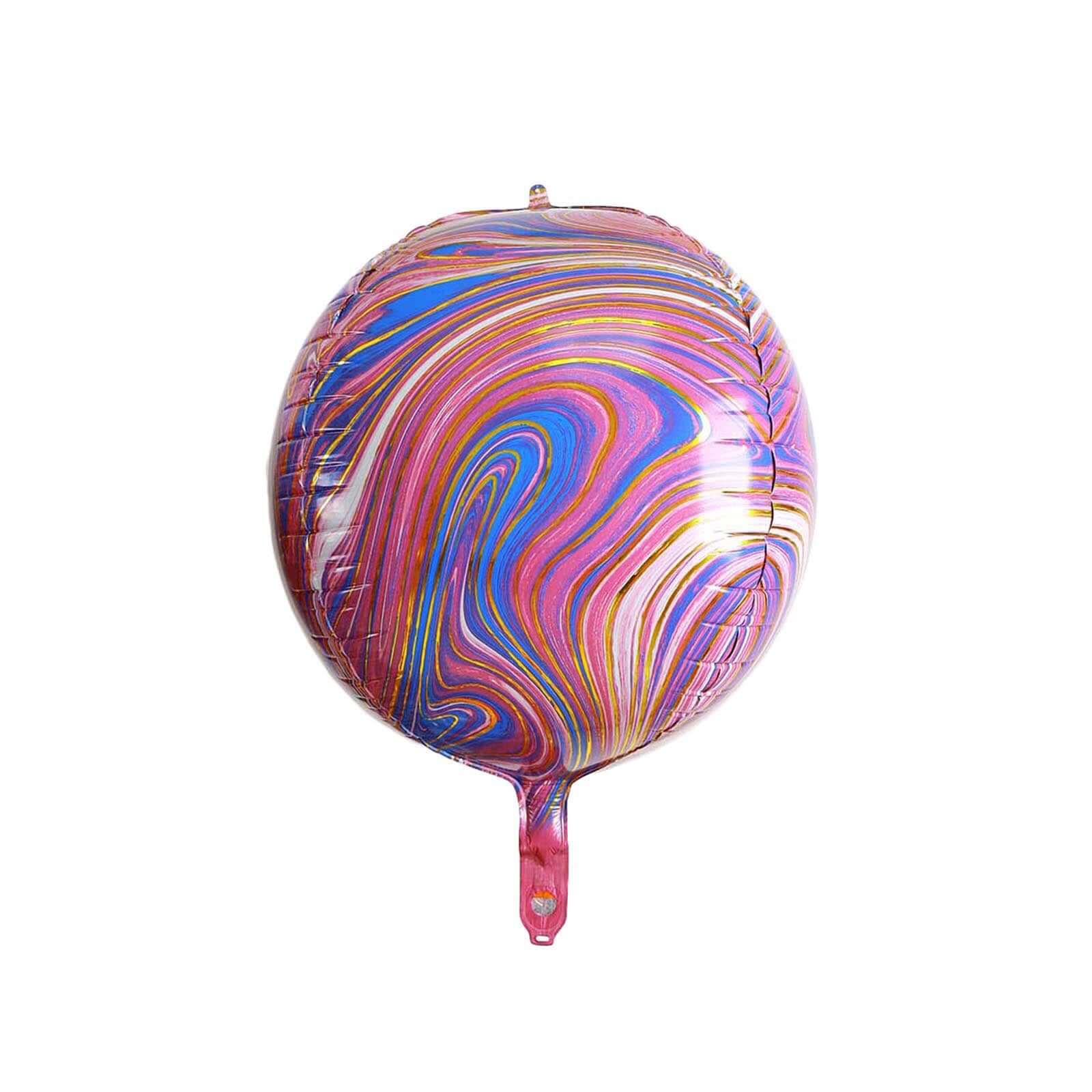 3 Pack 13" Purple Gold Marble Orbz Foil Balloons, 4D Sphere Mylar Balloons