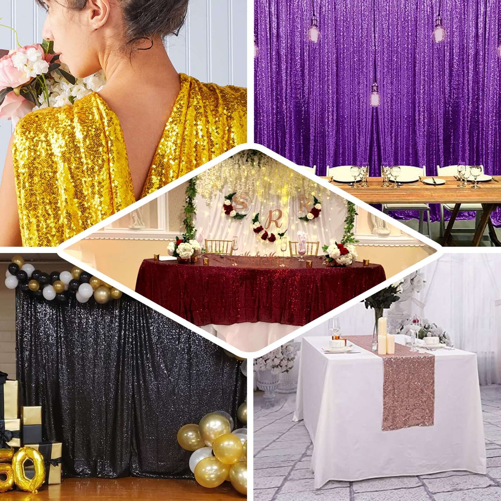54"x4 Yards Purple Sequin Fabric Bolt, Sparkly DIY Craft Fabric Roll