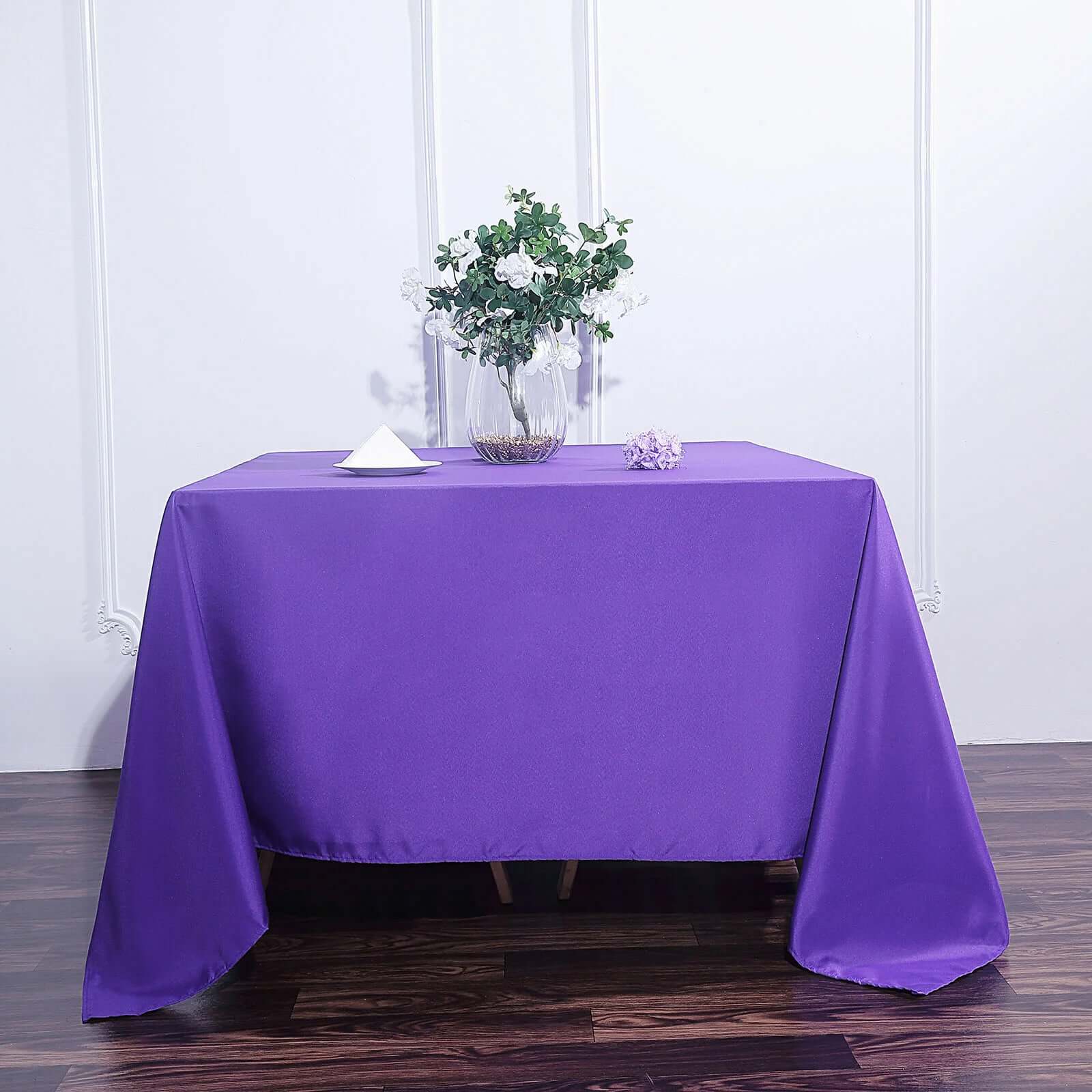 Polyester Square 90"x90" Tablecloth Purple - Wrinkle-Resistant & Durable Table Cover