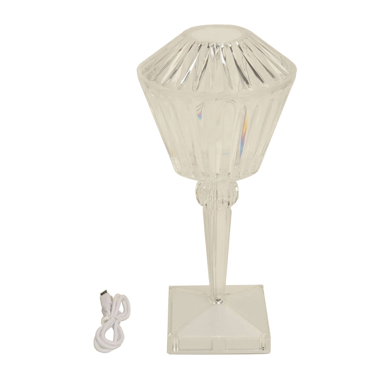LED Acrylic Table Lamp Prism Design Color Changing - Rechargeable Cordless Touch Control Accent Light 10"