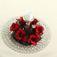 4 Pack 3" Black Red Artificial Silk Rose Flower Candle Ring Wreaths
